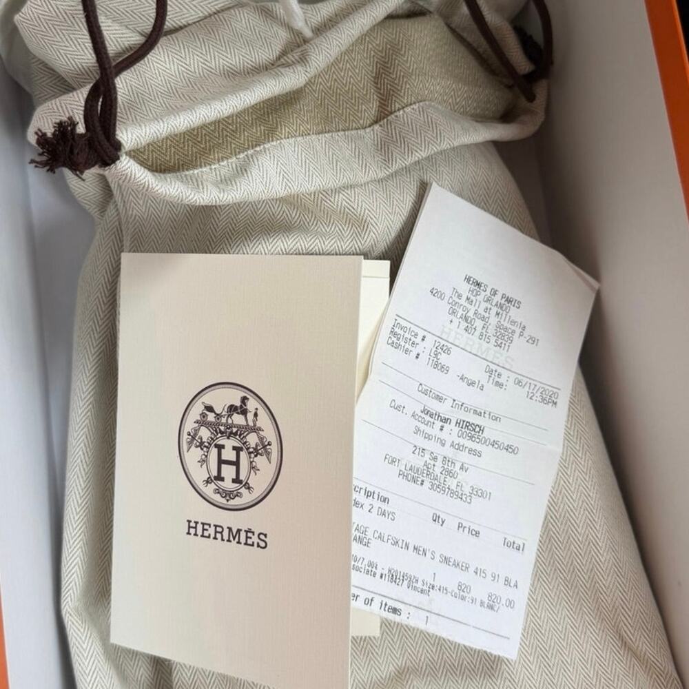 Size 8.5 - Hermes Advantage White Orange Sneakers NEW - Picture 10 of 10